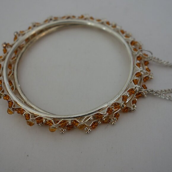 Beautiful 2 Bracelet for Girls Diameter 2.5" White Metal & Brown Color Beads - Picture 9 of 12